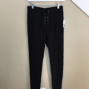 Black Lace Up Leggings